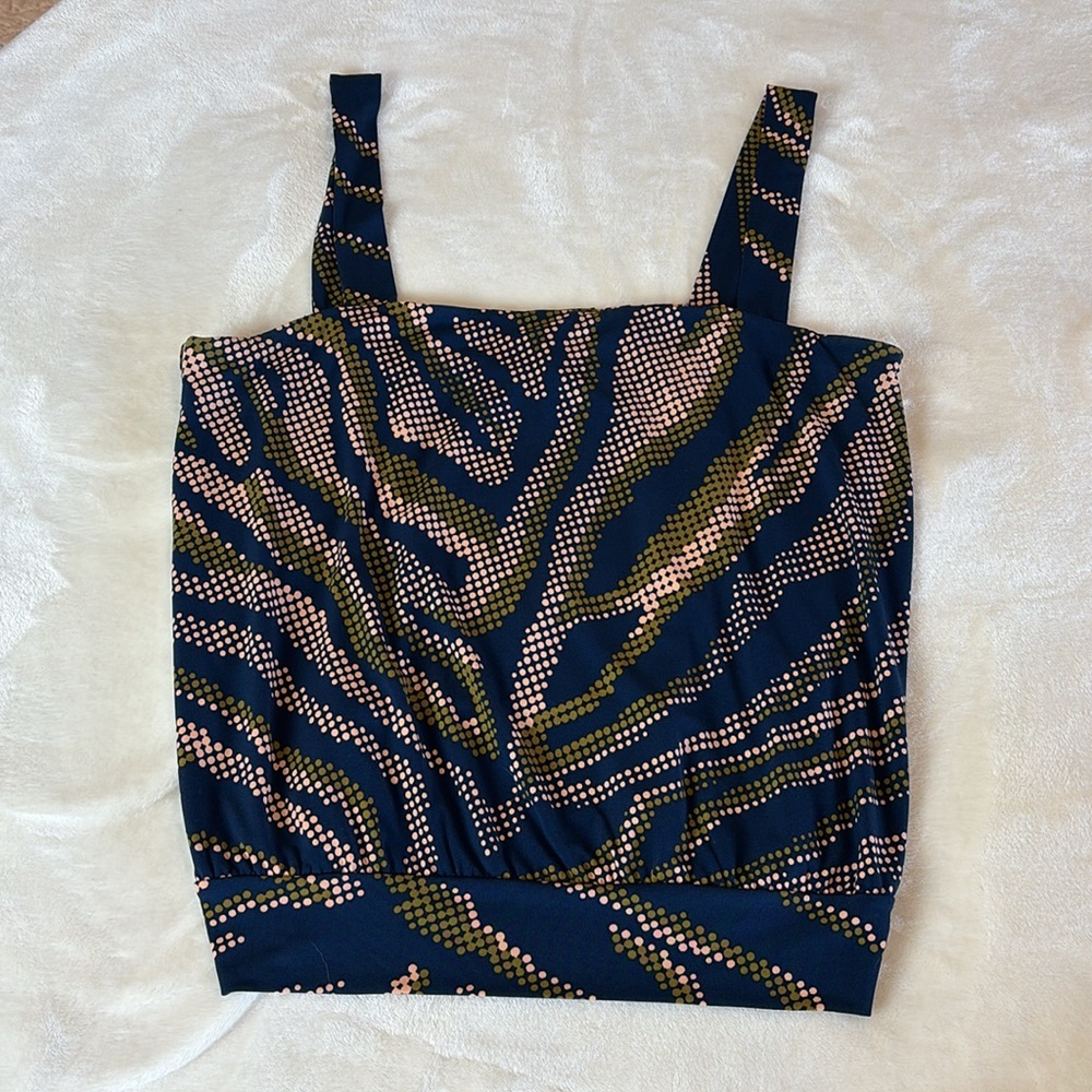 Women's VERONICA M Sleeveless Top Navy, Gold, Pink w/banding on Bottom Size L